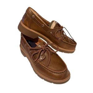 Sperry Wells Boat Shoe distressed brown lug sole NEW NIB 8.5
